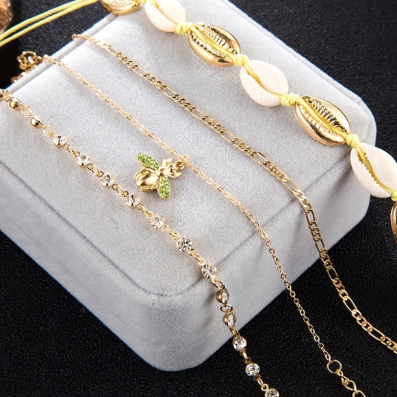 Bee Anklet 4 Piece Set, Bee Pendant Set - Picture 3 of 9